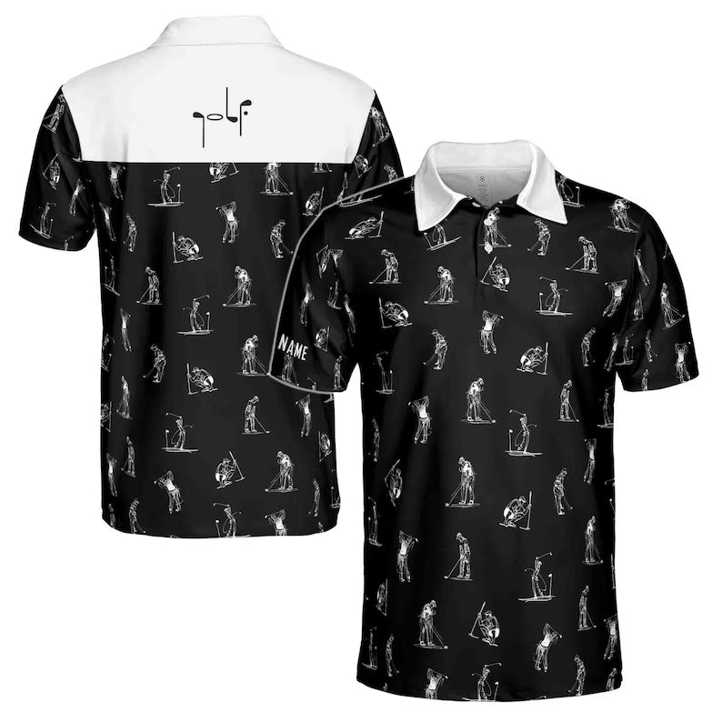 Custom Name Man Play Golfer Multi-Pose Golfer Men's Polo