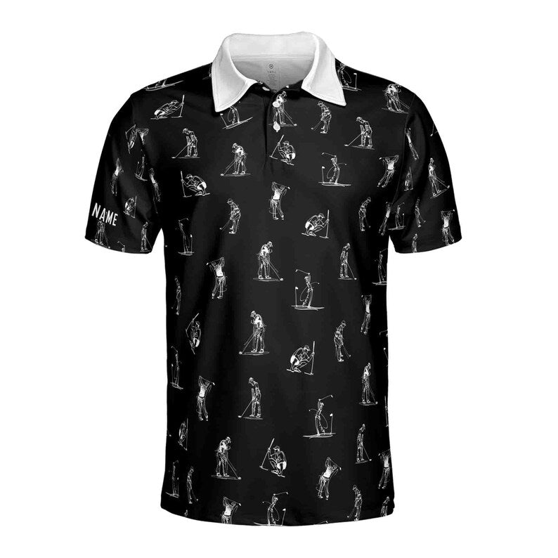 Custom Name Man Play Golfer Multi-Pose Golfer Men's Polo