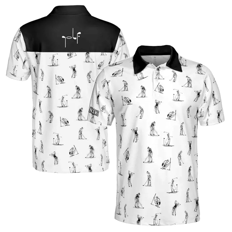 Custom Name Man Play Golfer Multi-Pose Golfer Men's Polo