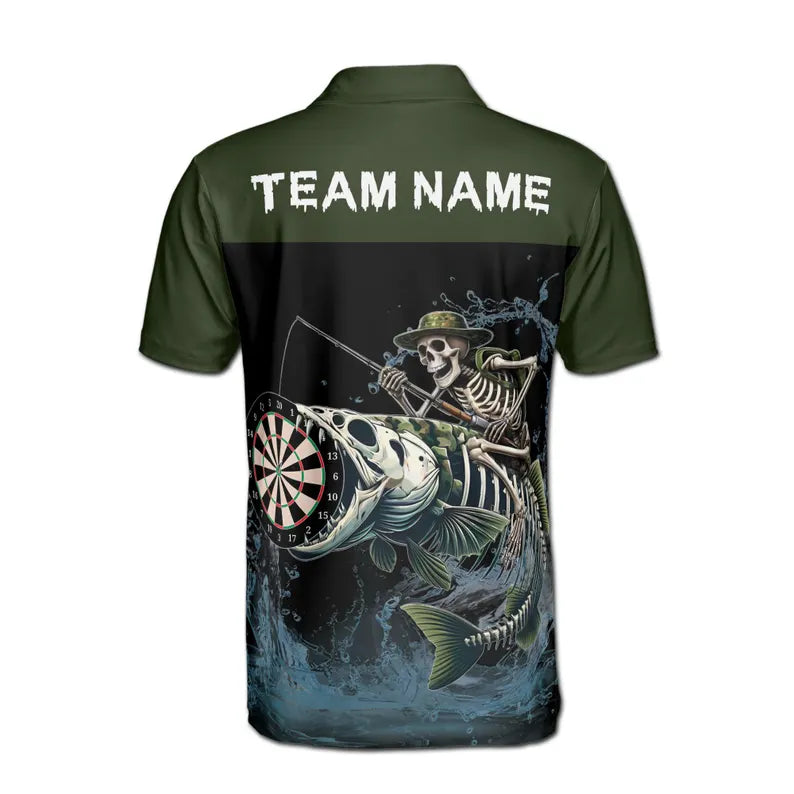 Customized Darts Polo Skeleton Fishing Catch Men's Polo Shirt