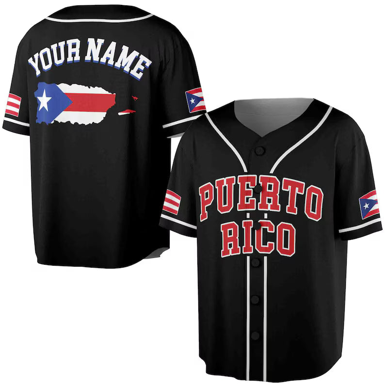 Custom Name Patriotic Puerto Rico Puerto Rican Flag Baseball Jersey, 3D Baseball Jersey Shirt
