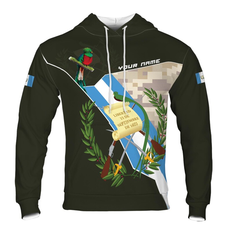 Customized Guatemala Flag Symbol and Olive Hoodie 3D