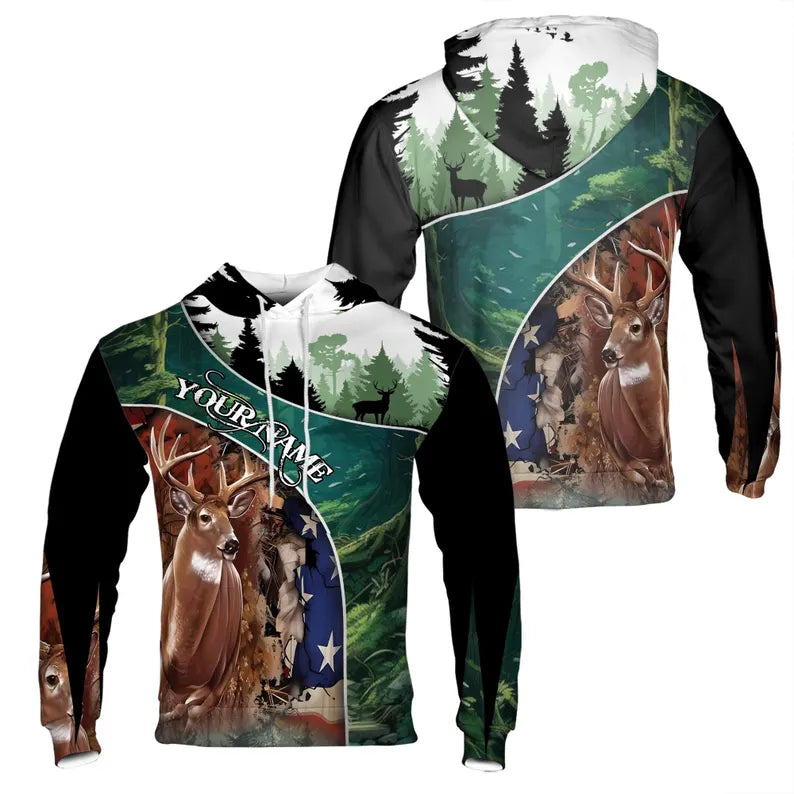 Custom Name Deer Hunting American Hunting Season Hoodie 3D
