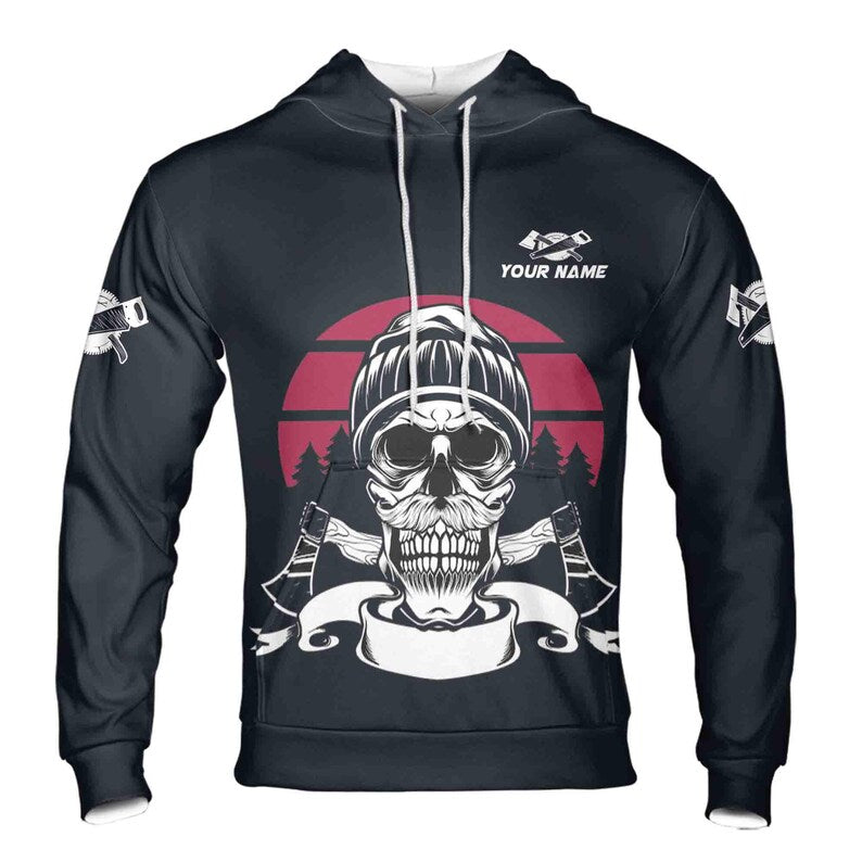 Custom Name Grumpy Carpenter Skull Hoodie 3D