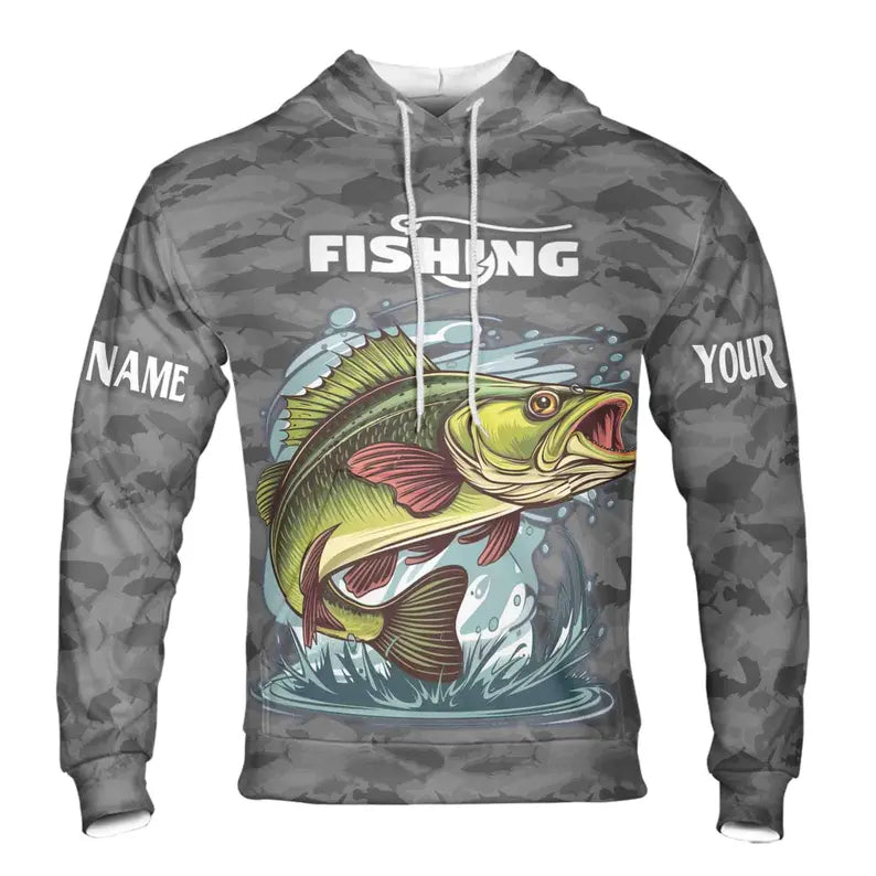 Custom Name Fishing God Fish Fishing Camo Pattern Hoodie 3D