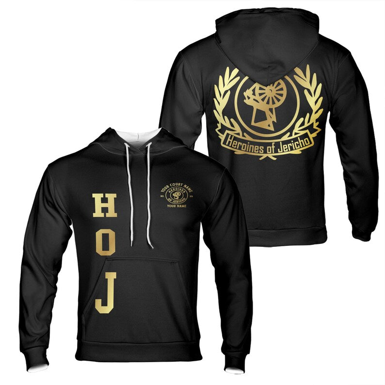 Customized Heroines of Jericho Golden HOJ Pattern Hoodie 3D