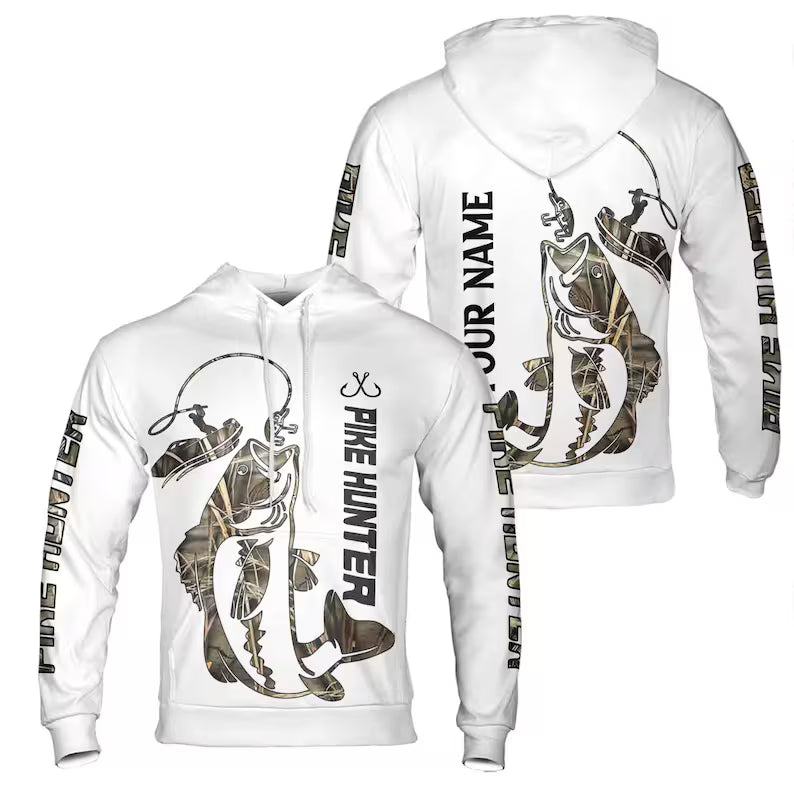 Custom Name Pike Hunter Fisherman Hoodie 3D
