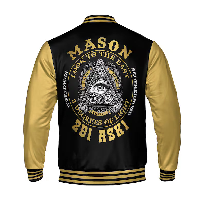 Customized Masonic Freemason Look At The East 2B1 ASK1 Varsity Jacket