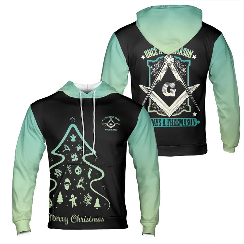 Customized Once a Freemason Merry Christmas Xmas Hoodie 3D