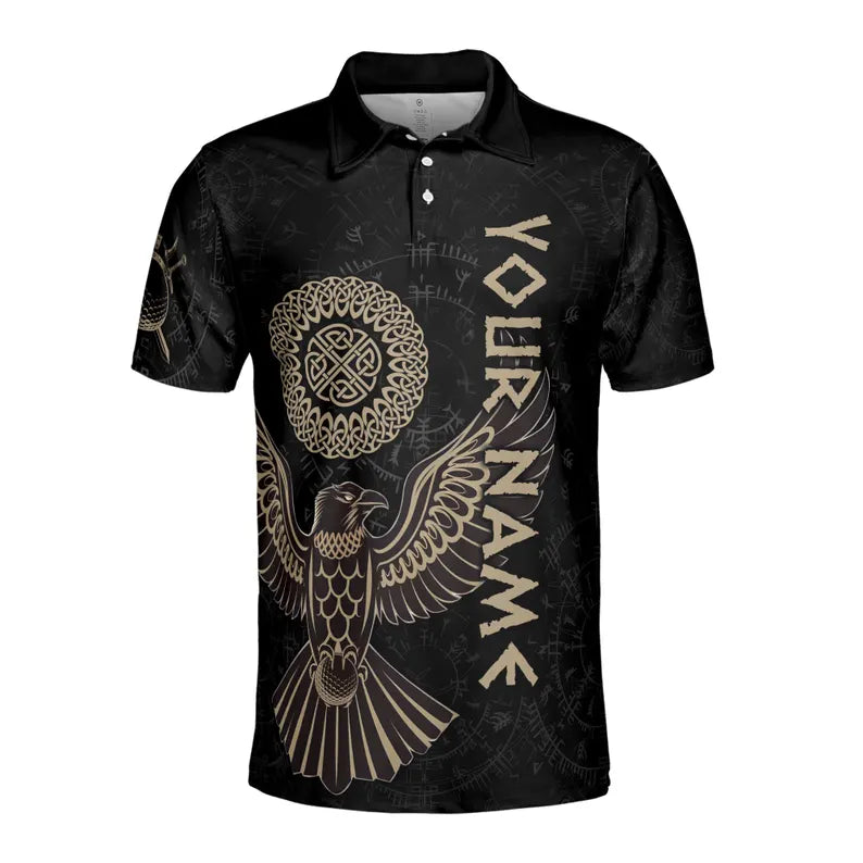 Custom Name The Viking Raven But Like Golf Men's Polo