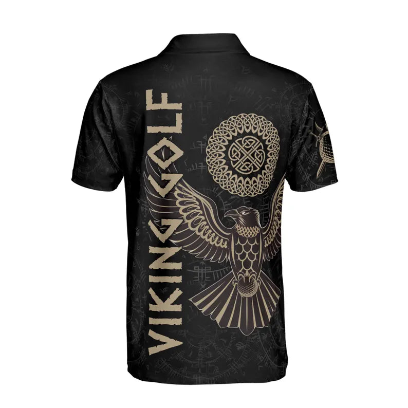Custom Name The Viking Raven But Like Golf Men's Polo