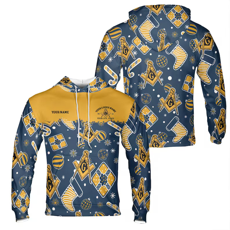 Customized Masonry Winter Knitting Pattern Brown Vintage Hoodie 3D