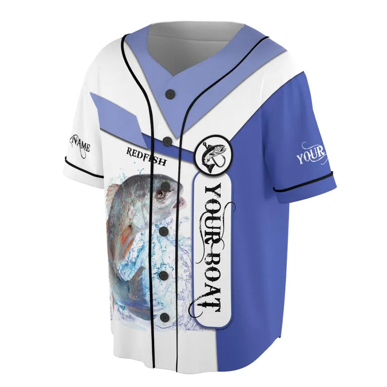 Customized Redfish Fishing Lover Fisherman Baseball Jersey, 3D Baseball Jersey Shirt