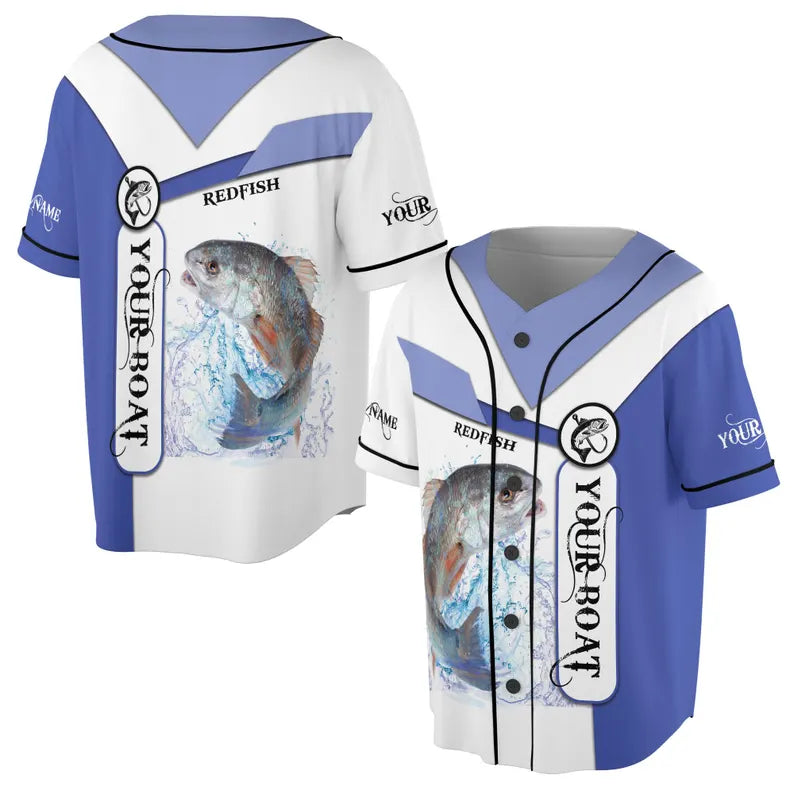 Customized Redfish Fishing Lover Fisherman Baseball Jersey, 3D Baseball Jersey Shirt