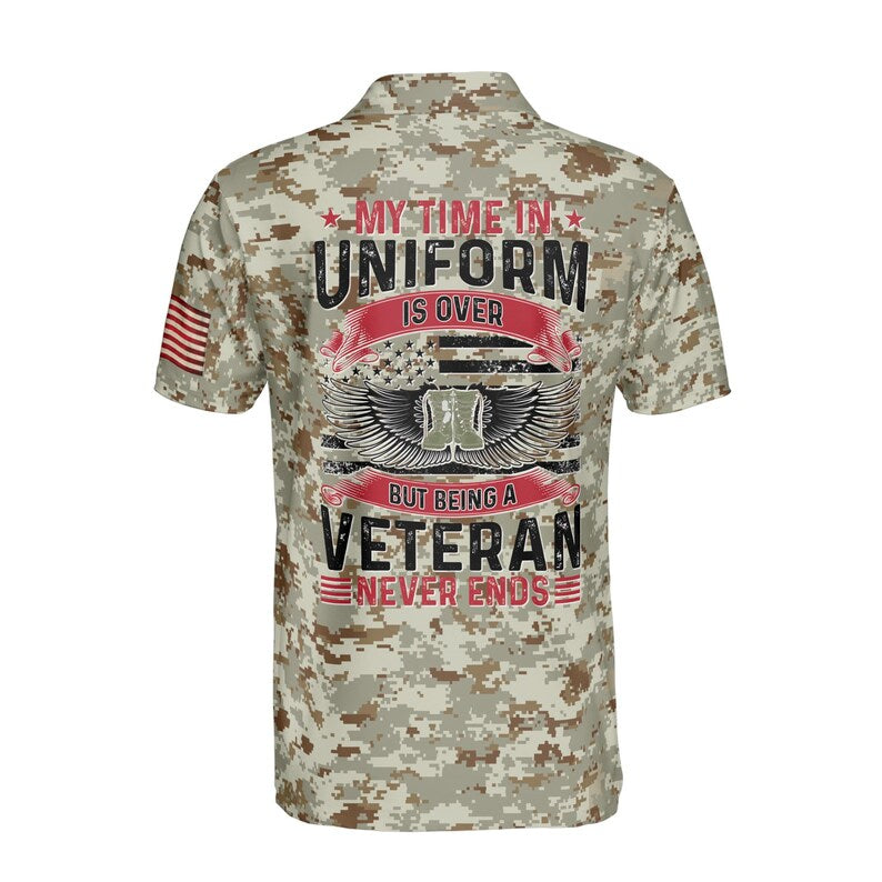 Custom Veteran Men's Polo: Personalized Camo Print, Military Gift