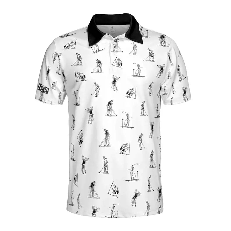 Custom Name Man Play Golfer Multi-Pose Golfer Men's Polo