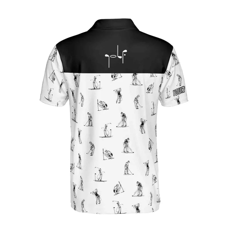 Custom Name Man Play Golfer Multi-Pose Golfer Men's Polo