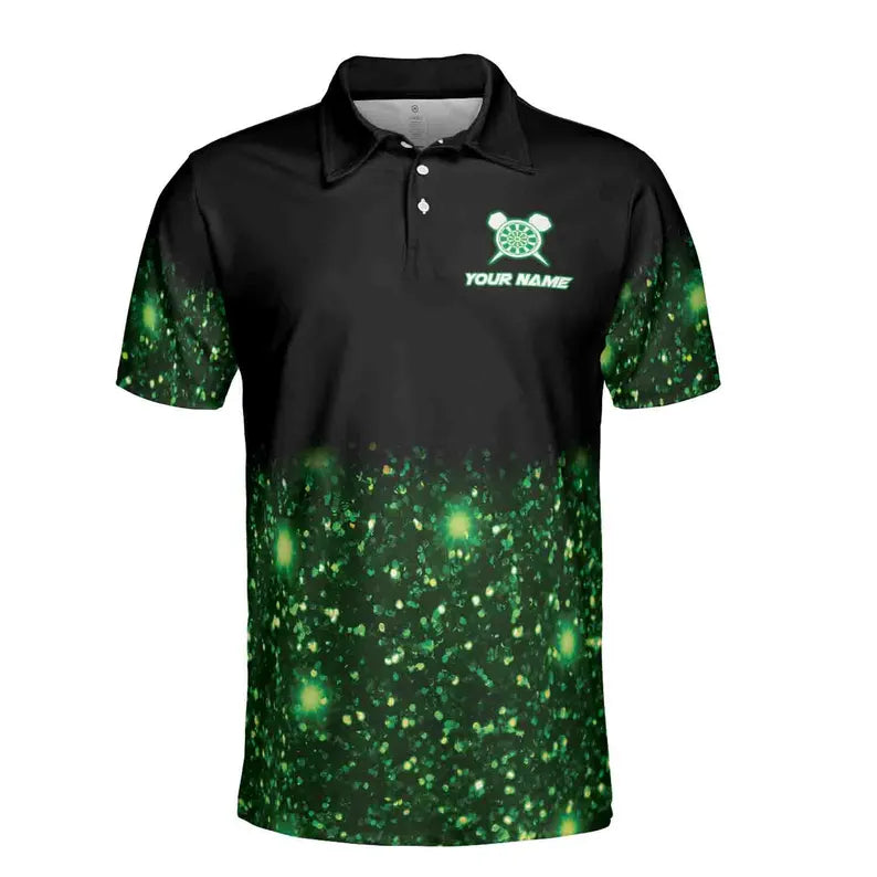 Custom Name Darts Dartboard Green Glittering Team Name Men's Polo