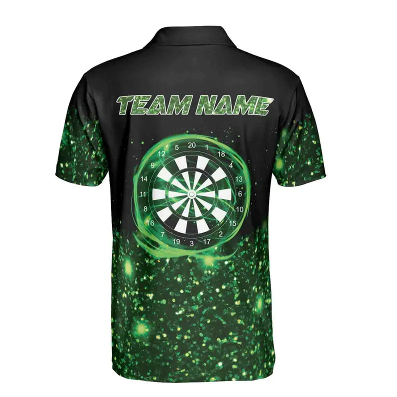 Custom Name Darts Dartboard Green Glittering Team Name Men's Polo