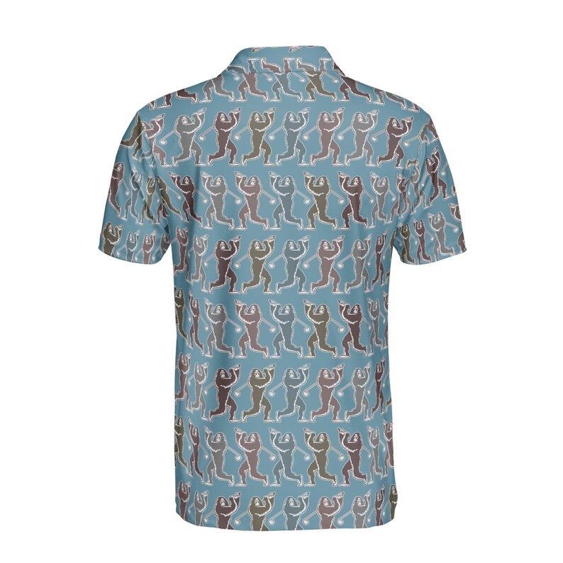 Custom Name Bigfoot Monkey Golf Ocean Blue Men's Polo