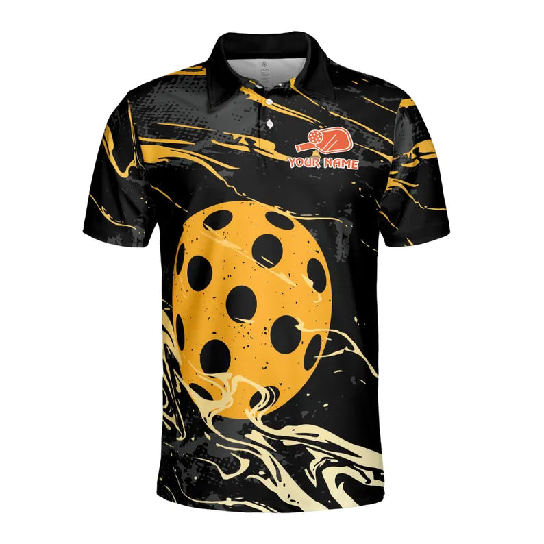 Customized Name Grain Color Pattern Pickleball Team Men's Polo Shirt