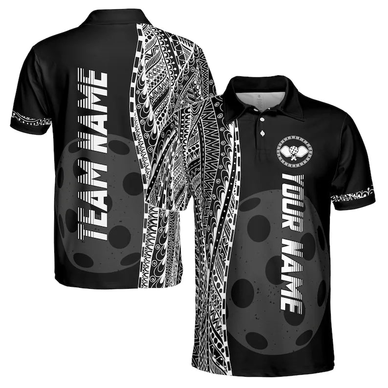 Personalized Name Viking Tribal Art Pickleball Team Men's Polo Shirt