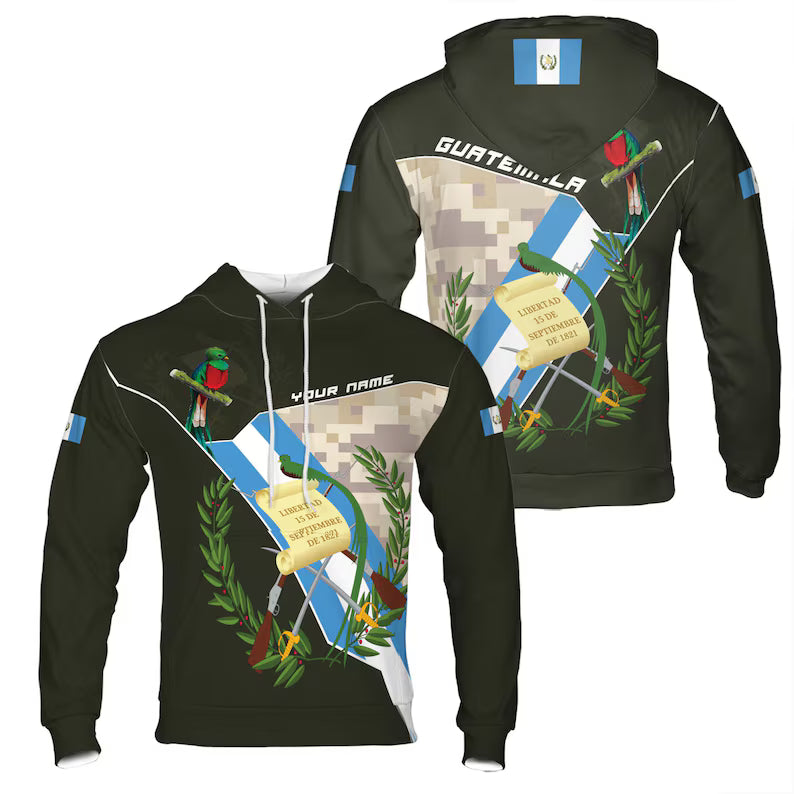 Customized Guatemala Flag Symbol and Olive Hoodie 3D