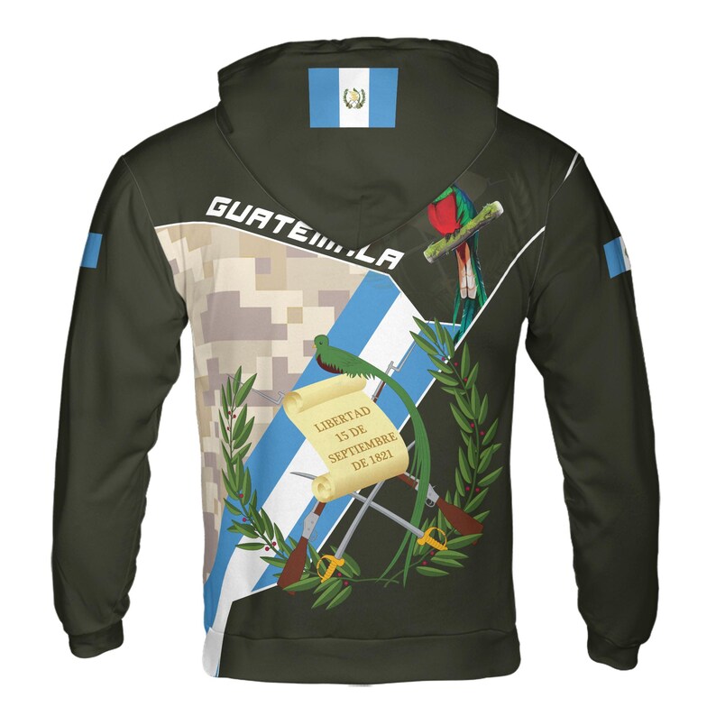 Customized Guatemala Flag Symbol and Olive Hoodie 3D