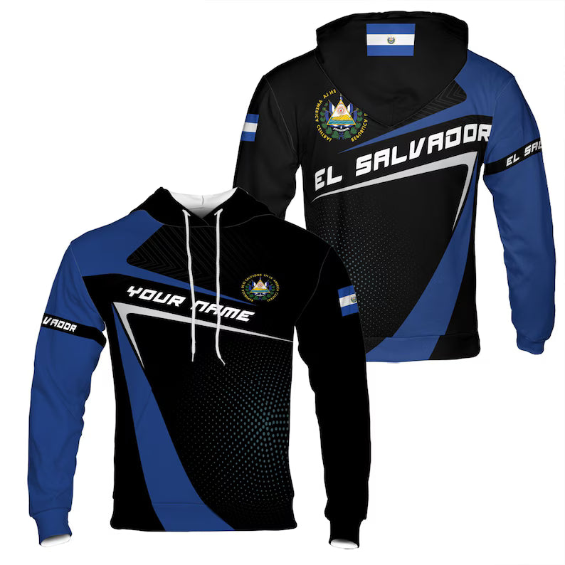 Custom El Salvador Flag Patriotic Hoodie 3D