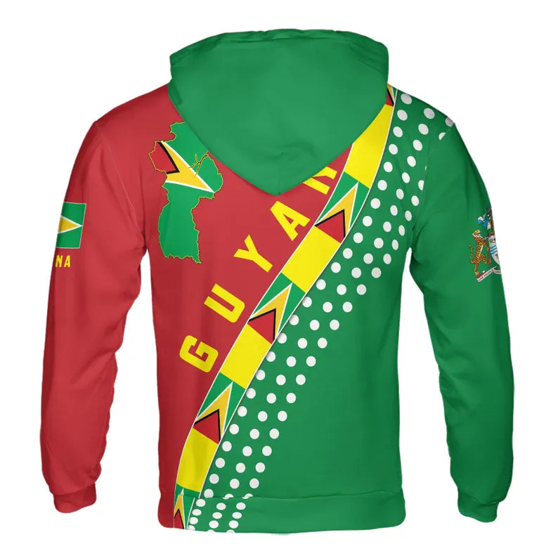 Custom Name Guyana Flag Hoodie with Map Design Hoodie 3D