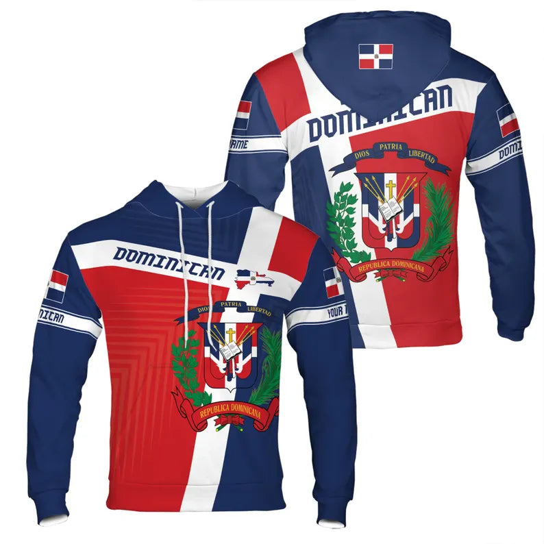 Custom Name Dominican Flag Inspired Colors Hoodie 3D