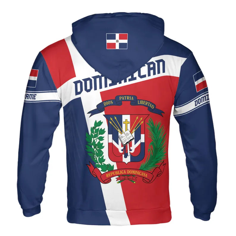Custom Name Dominican Flag Inspired Colors Hoodie 3D