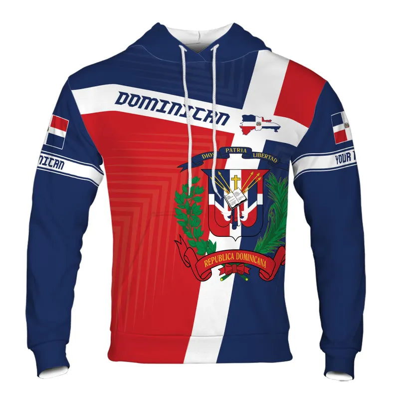 Custom Name Dominican Flag Inspired Colors Hoodie 3D