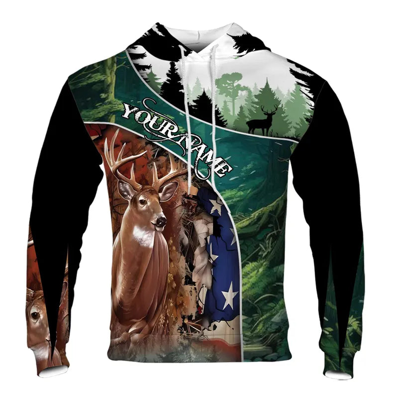 Custom Name Deer Hunting American Hunting Season Hoodie 3D