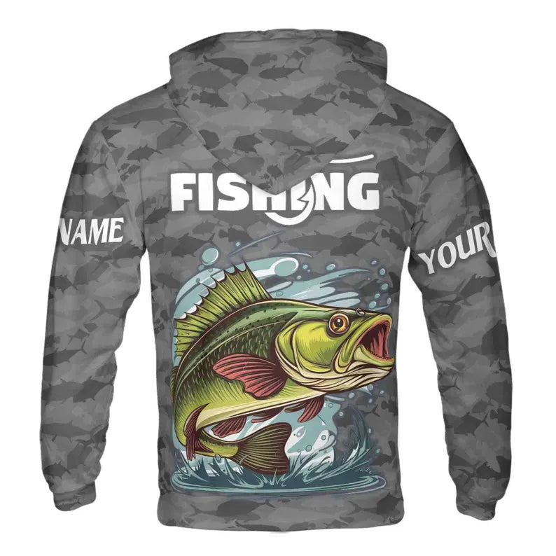 Custom Name Fishing God Fish Fishing Camo Pattern Hoodie 3D