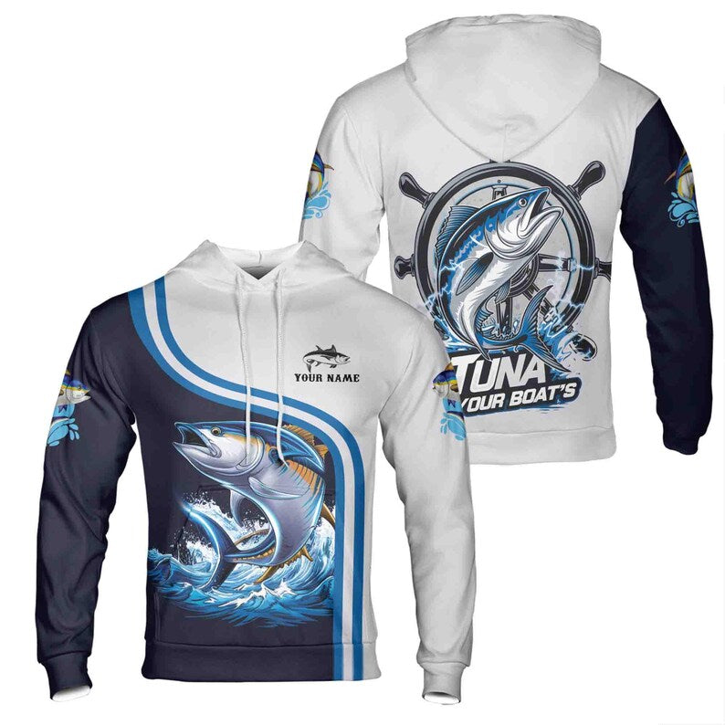Custom Name Fishing Water Tuna Your Boat Name Hoodie 3D