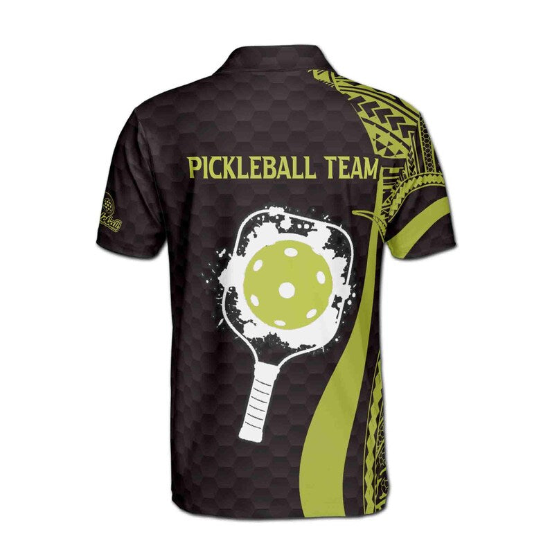 Customized Name Pickleball Paddle Tribal Pattern Men's Polo Shirt