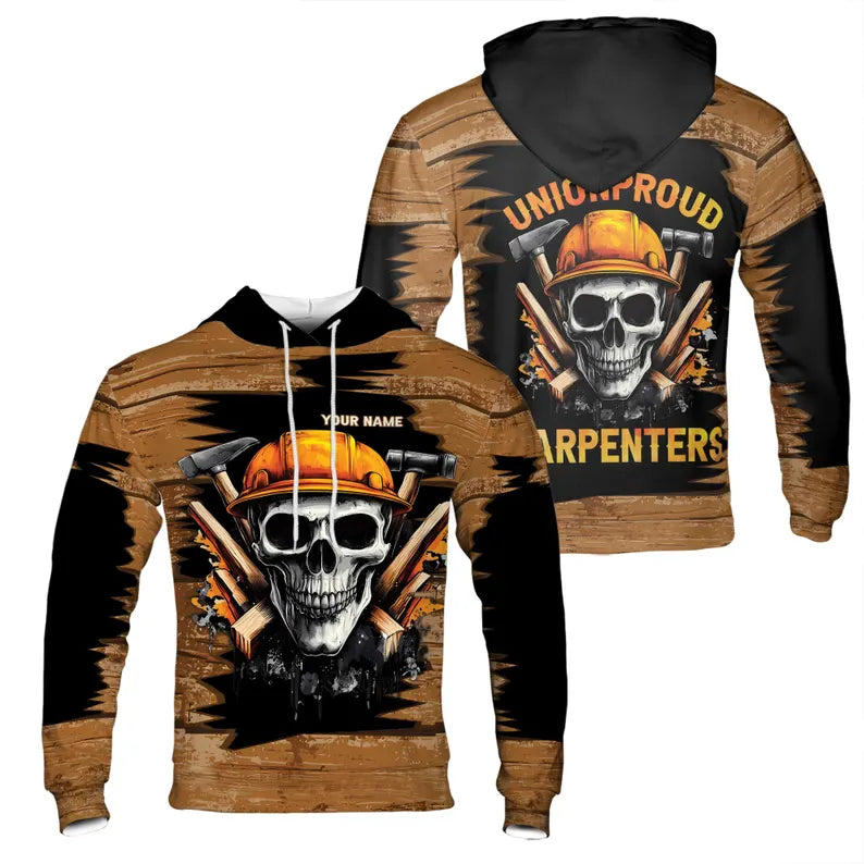 Custom Name Union Proud Skull Carpenters Hoodie 3D