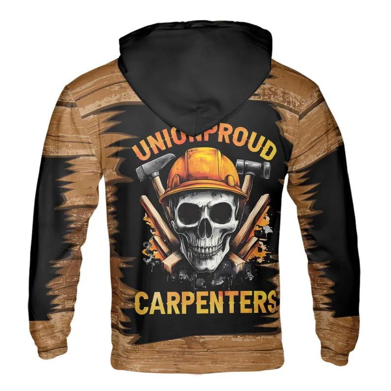 Custom Name Union Proud Skull Carpenters Hoodie 3D