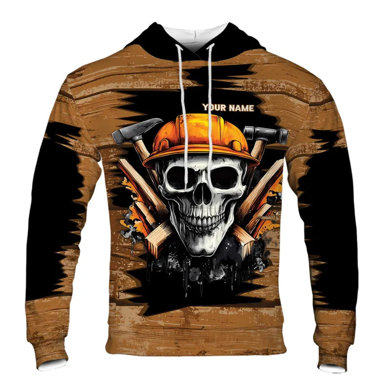 Custom Name Union Proud Skull Carpenters Hoodie 3D