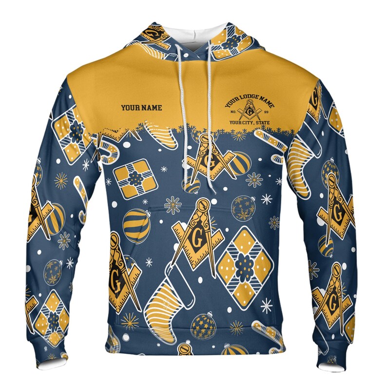 Customized Masonry Winter Knitting Pattern Brown Vintage Hoodie 3D