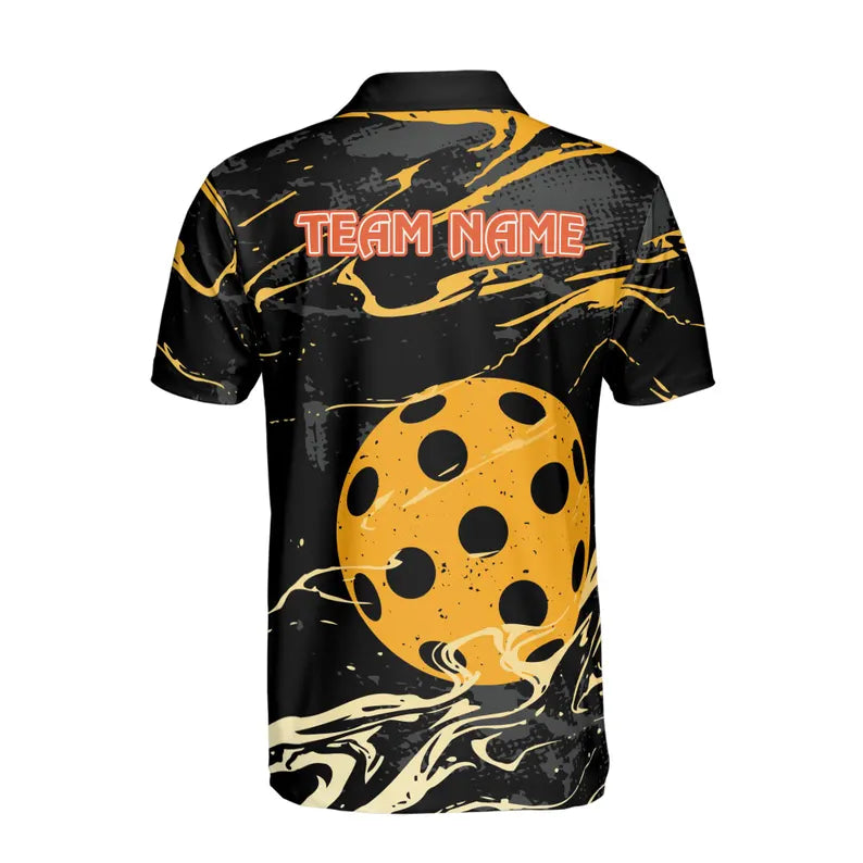 Customized Name Grain Color Pattern Pickleball Team Men's Polo Shirt