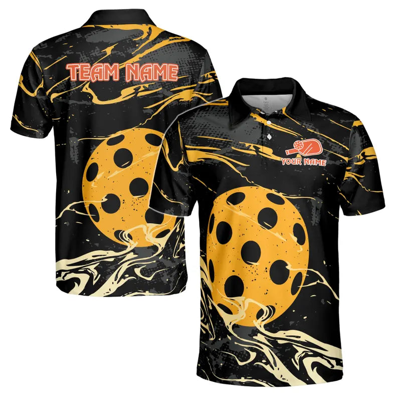 Customized Name Grain Color Pattern Pickleball Team Men's Polo Shirt