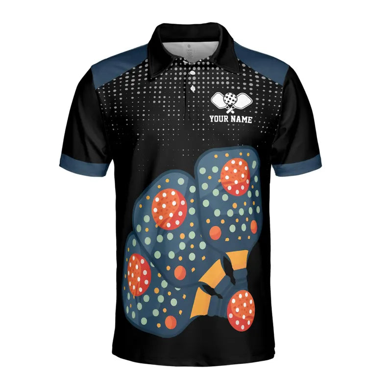 Customized Name Funny Colorful Pickleball Team Custom Men's Polo Shirt