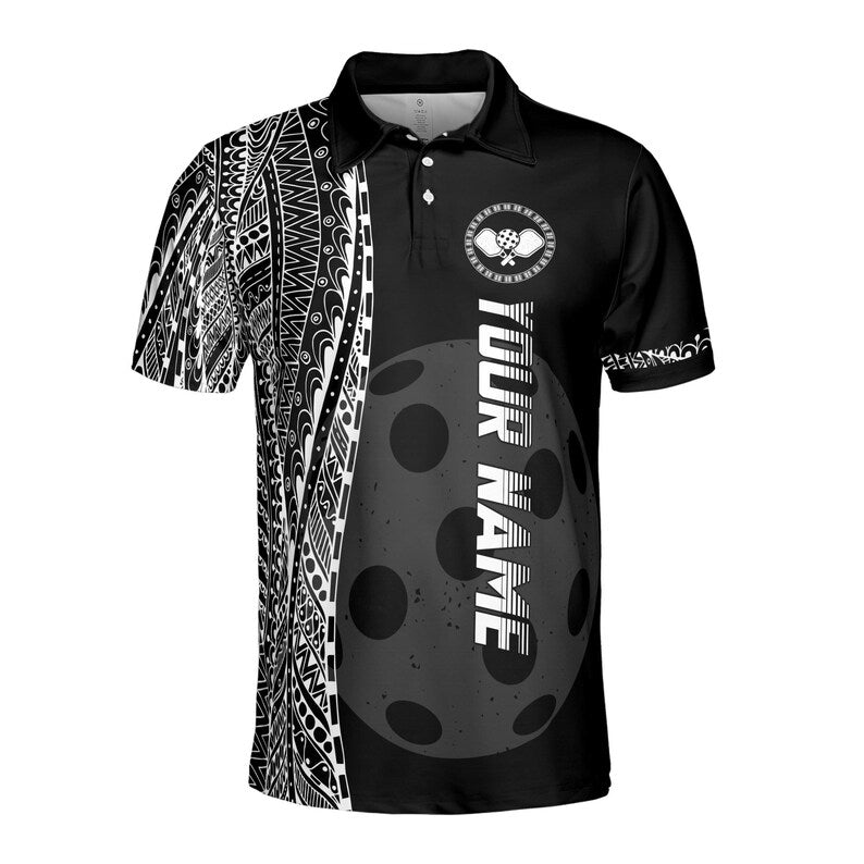 Personalized Name Viking Tribal Art Pickleball Team Men's Polo Shirt