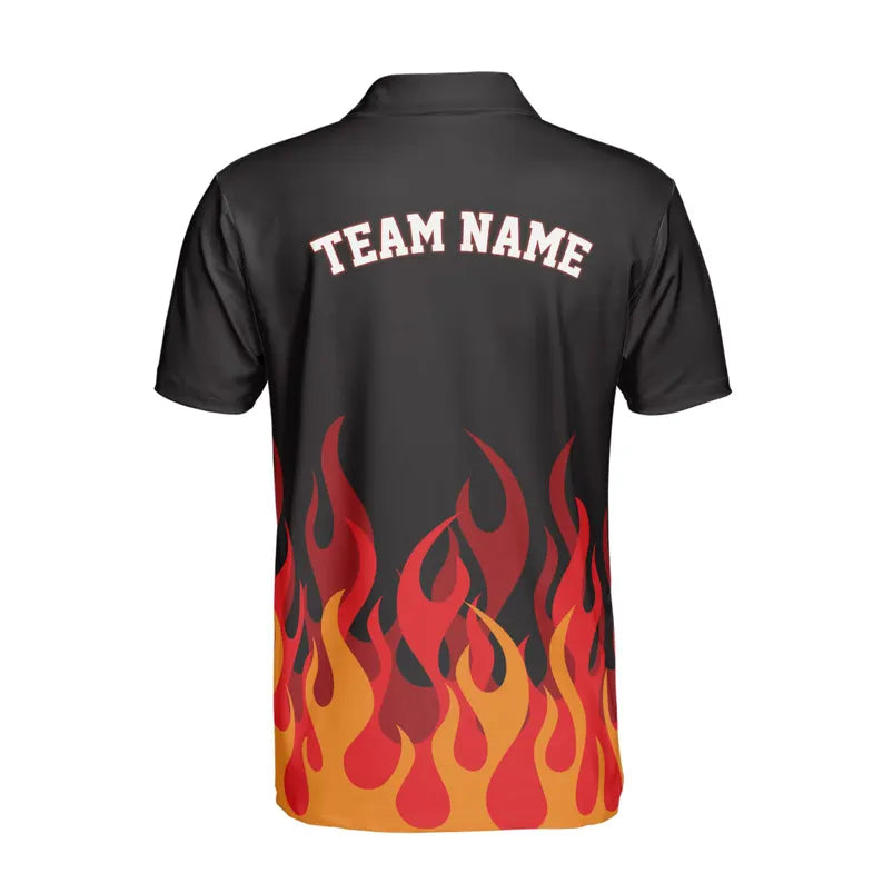 Personalized Name Team Name Pickleball Passion On Fire Men's Polo Shirt