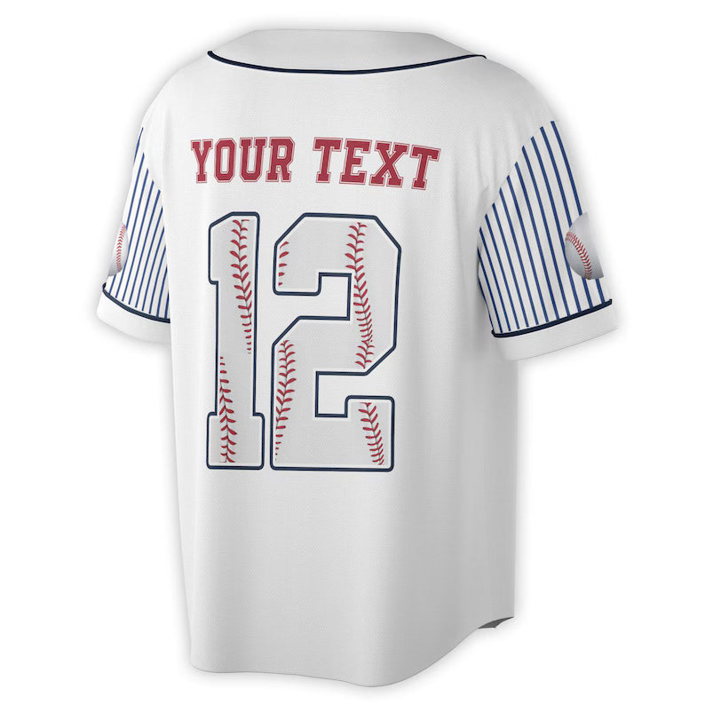 Custom Name Number Blue Stripes Pattern Baseball Lover Baseball Jersey, 3D Baseball Jesey Shirt