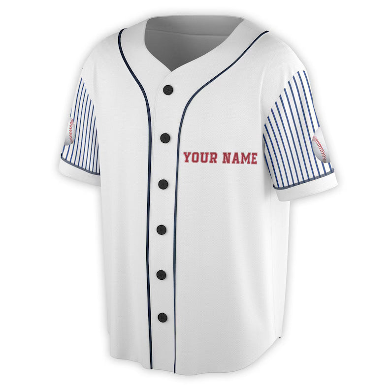 Custom Name Number Blue Stripes Pattern Baseball Lover Baseball Jersey, 3D Baseball Jesey Shirt