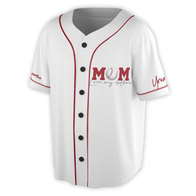 Custom Name Baseball Mom Love My Children Baseball Jersey, 3D Baseball Jesey Shirt