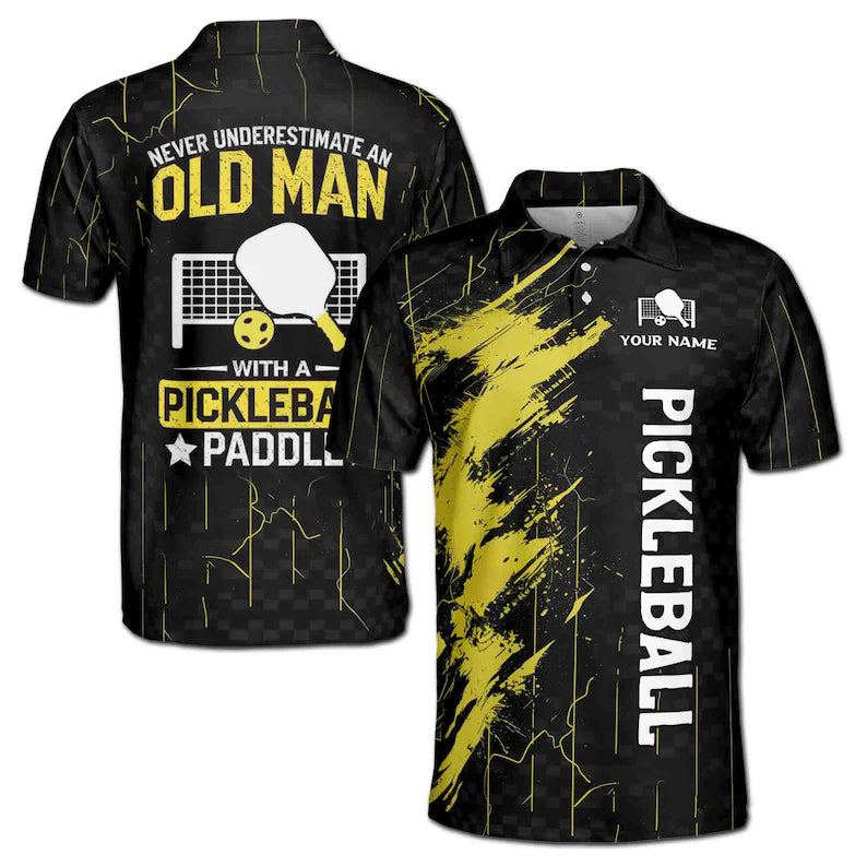 Custom Never Underestimate An Old Man With A Pickleball Paddle Men's Polo